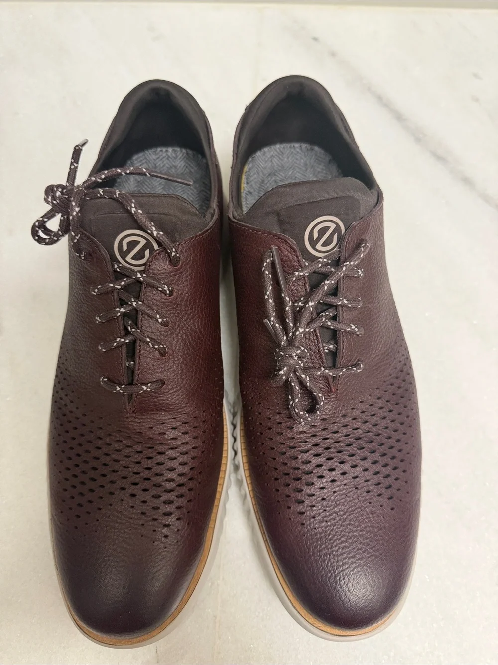 Cole Haan Perforated Leather Lace-Up Oxfords - Dark Brown